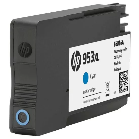 HP 953XL Yüksek Kapasiteli Mavi Orjinal Mürekkep Kartuşu F6U16A